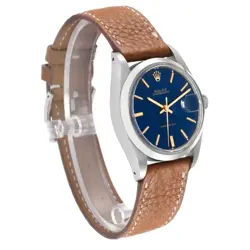 Rolex OysterDate Precision Blue Dial Steel Vintage Mens Watch 6694