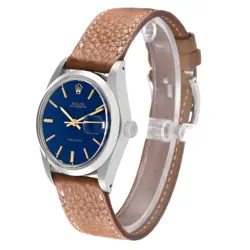 Rolex OysterDate Precision Blue Dial Steel Vintage Mens Watch 6694