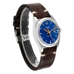 ROLEX OYSTERDATE PRECISION BLUE DIAL STEEL VINTAGE MENS WATCH 6694