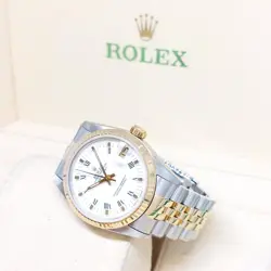ROLEX 31MM 18K HALF YELLOW GOLD WHITE ROMAN DIAL DATEJUST REF: 68273 (S SERIES)