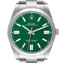 ROLEX OYSTER PERPETUAL 41 GREEN DIAL STEEL MENS WATCH 124300 BOX CARD