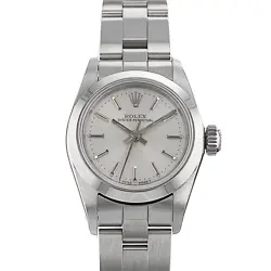 ROLEX OYSTER PERPETUAL 67180 24MM SILVER INDEX STEEL OYSTER LADIES WATCH 1987