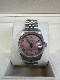 Rolex DateJust 68274 Pink Dial Roman Roman Numerals Rolex Box 31mm Jubilee Flutd