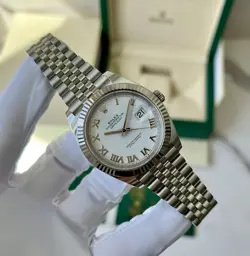 ROLEX DATEJUST 41MM 126334 JUBILEE BRACELET WITH WHITE GOLD BEZEL WHITE ROMAN