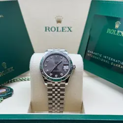 ROLEX DATEJUST 31 NEW 2025 RHODIUM GRAY DIAMOND DIAL STAINLESS STEEL FLUTED BEZE