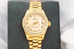 1987 ROLEX DATEJUST 69178 LADIES PRESIDENT 18K YELLOW GOLD & DIAMOND BEZEL
