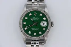 Rolex Datejust 16234 Green Diamond Dial Jubilee Band 36mm Circa 1995