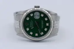 Rolex Datejust 16234 Green Diamond Dial Jubilee Band 36mm Circa 1995