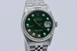 Rolex Datejust 16234 Green Diamond Dial Jubilee Band 36mm Circa 1995