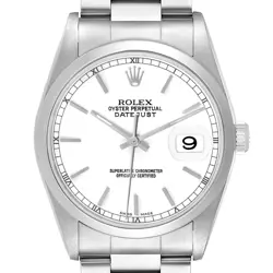 ROLEX DATEJUST 36 WHITE DIAL STEEL MENS WATCH 16200
