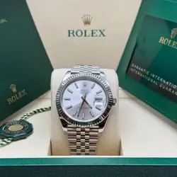 ROLEX DATEJUST 41 NEW 2025 SILVER INDEX DIAL STAINLESS STEEL FLUTED JUBILEE