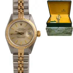 ROLEX DATEJUST 69173 STEEL & 18K GOLD CHAMPAGNE 26MM LADIES WATCH BOX + TAG
