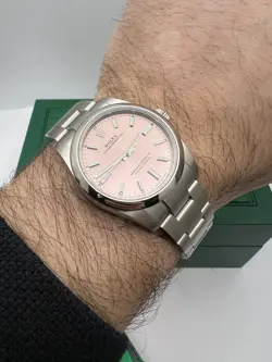 Rolex Oyster Perpetual 34mm 124200 Pink Dial Box Papers
