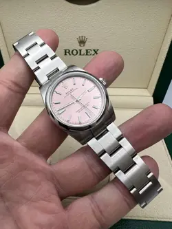 Rolex Oyster Perpetual 34mm 124200 Pink Dial Box Papers