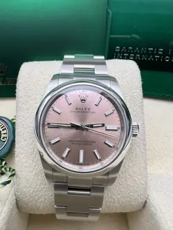 Rolex Oyster Perpetual 34mm 124200 Pink Dial Box Papers