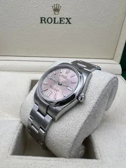 Rolex Oyster Perpetual 34mm 124200 Pink Dial Box Papers