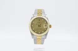 ROLEX DATEJUST 31MM 68273 CHAMPAGNE DIAMOND DIAL 1991 WATCH WITH BOX AND PAPERS