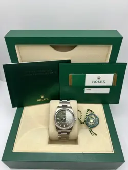 ROLEX OYSTER PERPETUAL 34MM 114200 OLIVE GREEN DIAL BOX PAPERS