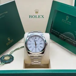 ROLEX DATEJUST 41 NEW 2025 WHITE INDEX DIAL STAINLESS STEEL SMOOTH BEZEL OYSTER