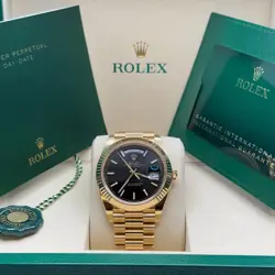 ROLEX DAY-DATE 40 NEW 2025 BLACK DIAL 18K YELLOW GOLD FLUTED BEZEL PRESIDENT