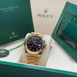 Rolex Day-Date 40 NEW 2025 Black Dial 18k Yellow Gold Fluted Bezel President
