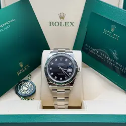 ROLEX DATEJUST 41 NEW 2025 BLACK DIAMOND DIAL STAINLESS STEEL FLUTED OYSTER