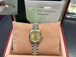 ROLEX LADIES DATEJUST 79173 CHAMPAGNE DIAL 18K YELLOW GOLD STEEL BOX PAPER
