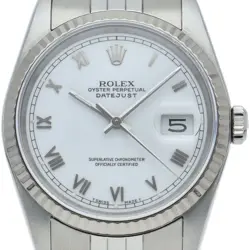 ROLEX DATEJUST MEN'S WATCH 16234(R) K18WG/STAINLESS STEEL MENSWATCH WHITE FI...