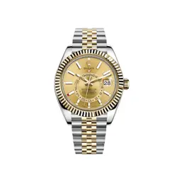 ROLEX SKY-DWELLER 326933 STAINLESS STEEL YELLOW GOLD CHAMPAGNE DIAL