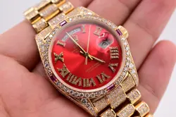 Spectacular Rolex Presidential Day Date Gold 18078 With Box Fully Iced Out