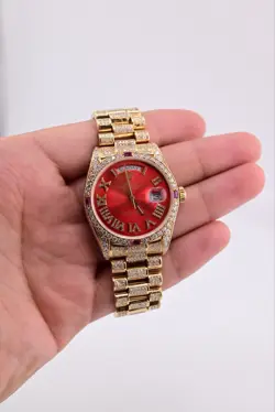 Spectacular Rolex Presidential Day Date Gold 18078 With Box Fully Iced Out