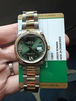 2018 Rolex Datejust 36mm factory Diamond Dial Olive Green 126233 WATCH AND CARD
