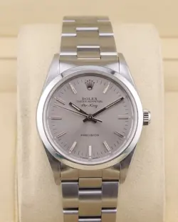 1991 ROLEX AIR-KING 14000 SILVER DIAL BOX & PAPERS
