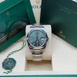 ROLEX DATEJUST 41 NEW 2025 MINT GREEN INDEX STAINLESS STEEL SMOOTH OYSTER