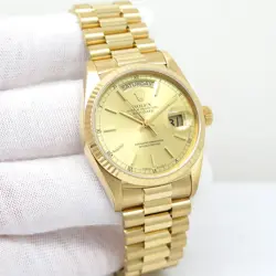 ROLEX 18038 DAY DATE 18K YELLOW GOLD WITH CHAMPAGNE STICK DIAL