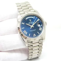 ROLEX 228239 DAY DATE 18K WHITE GOLD WITH BLUE ROMAN DIAL