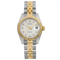 ROLEX DATEJUST 26MM 18K GOLD STEEL JUBILEE SILVER DIAL LADIES WATCH 179173