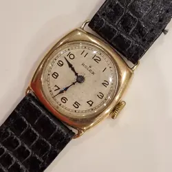 1924 Rolex 9ct Gold Cushion 15 jewels Wrist Watch 25x25mm case