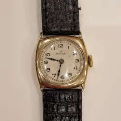 1924 Rolex 9ct Gold Cushion 15 jewels Wrist Watch 25x25mm case