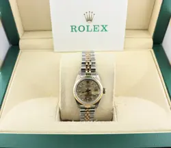 1988 ROLEX LADIES DATEJUST 69173 CHAMPAGNE DIAMOND DIAL TT JUBILEE W PAPERS 26MM