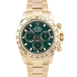 MINT PAPERS ROLEX DAYTONA COSMOGRAPH GREEN 40MM 18K YELLOW GOLD WATCH 116508 BOX