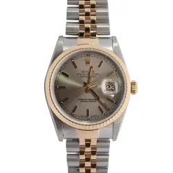 ROLEX DATEJUST 36MM SILVER DIAL WATCH 16233 YG