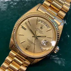 ROLEX PRESIDENT 1803 DAY DATE YELLOW GOLD CHAMPAGNE AUTOMATIC WRISTWATCH
