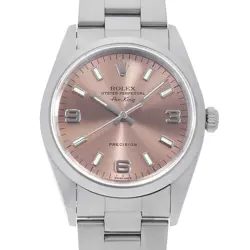 ROLEX AIR KING 14000M PINK 369 WHITE BAR P NUMBER SECOND HAND MENS
