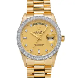 ROLEX 18048A DAY-DATE CHAMPAGNE/DIAMOND DIAL 36MM AUTOMATIC MEN'S WATCH