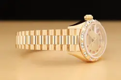 ROLEX LADIES PRESIDENT 69258 FACTORY RUBY STRING DIAMOND PYRAMID 18K GOLD WATCH