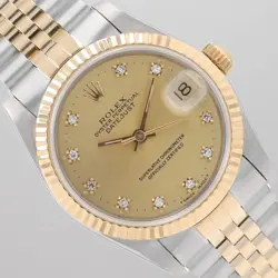 ROLEX DATEJUST 31MM TWO TONE CHAMPAGNE DIAMOND DIAL FLUTED JUBILEE WATCH 68273