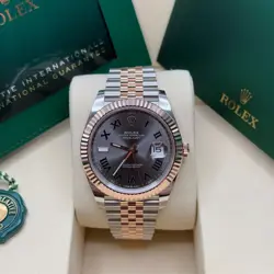 ROLEX DATEJUST 41 WIMBLEDON DIAL TWO DONE ROSE GOLD FLUTED JUBILEE BRACELET