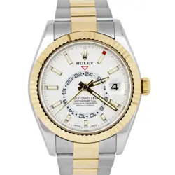 MINT 2022 PAPERS ROLEX SKY-DWELLER WHITE 18K YELLOW GOLD 42MM OYSTER 326933 BOX