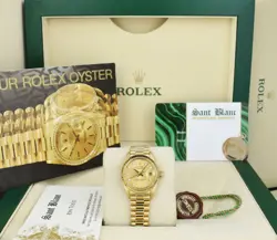 ROLEX LADIES 18KT GOLD DATEJUST PRESIDENT CHAMPAGNE DIAMOND DIAL 6917 SANT BLANC